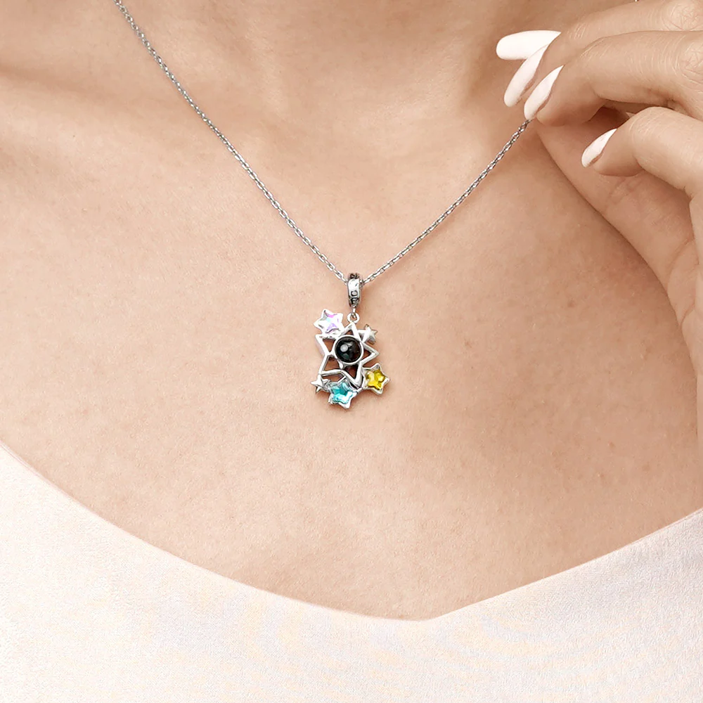 Gnoce Projection Stars Cluster Photo Charm Platinum-plated Silver Blend - Image 6