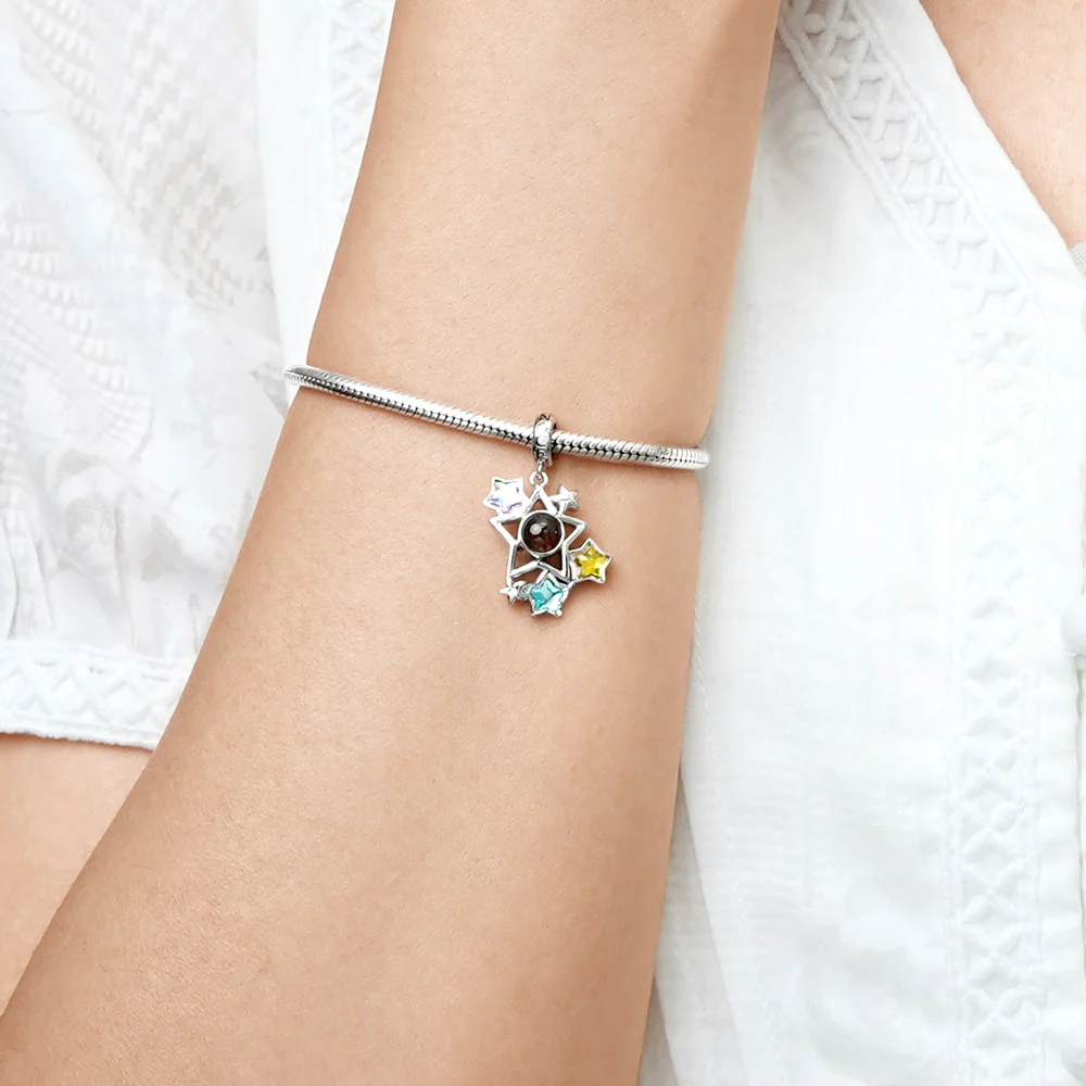 Gnoce Projection Stars Cluster Photo Charm Platinum-plated Silver Blend - Image 8