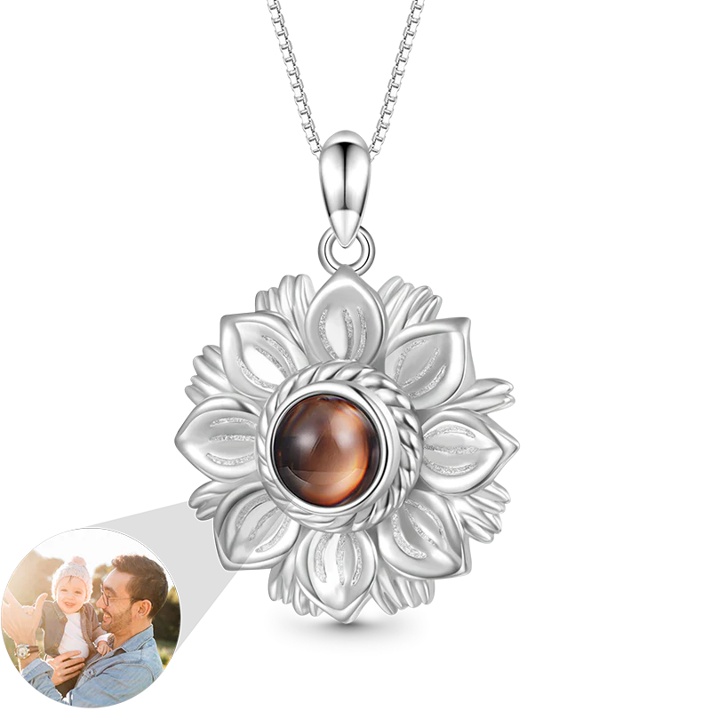 Gnoce Projection Sunflower Personalized Photo Necklace
