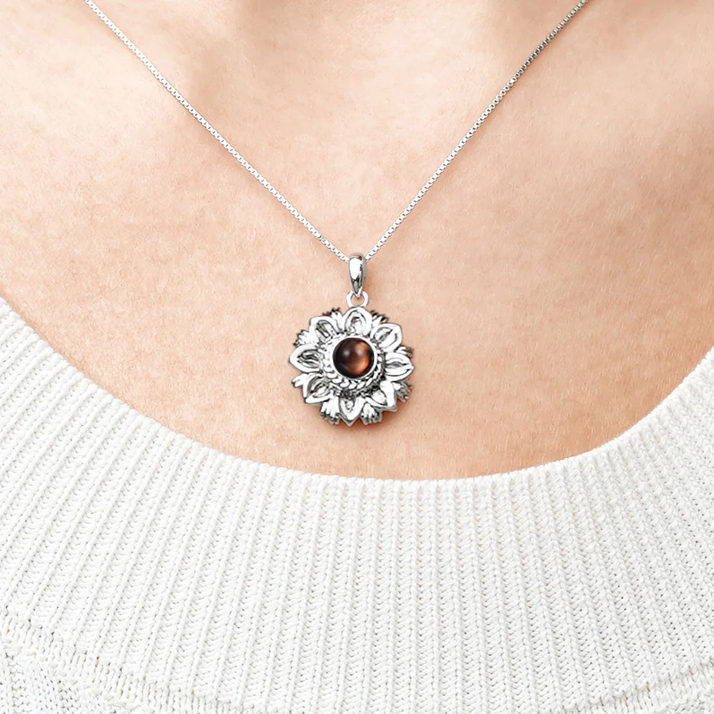 Gnoce Projection Sunflower Personalized Photo Necklace - Image 4