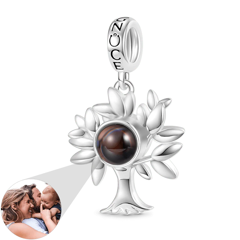 Gnoce Projection Personalized Photo Charm Platinum-plated Silver Blend