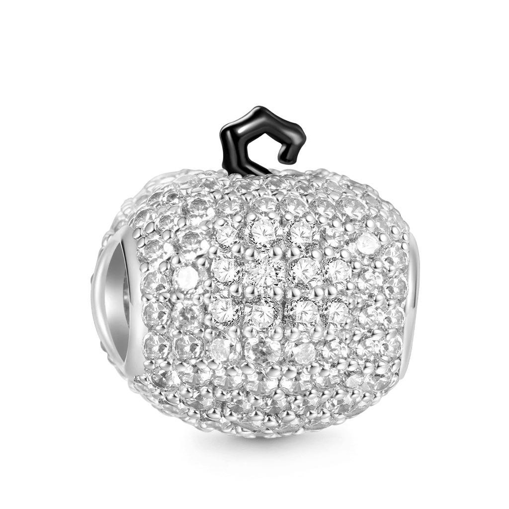 Gnoce Pave Diamond Pumpkin Alien Face Charm Platinum-plated Silver Blend - Image 2