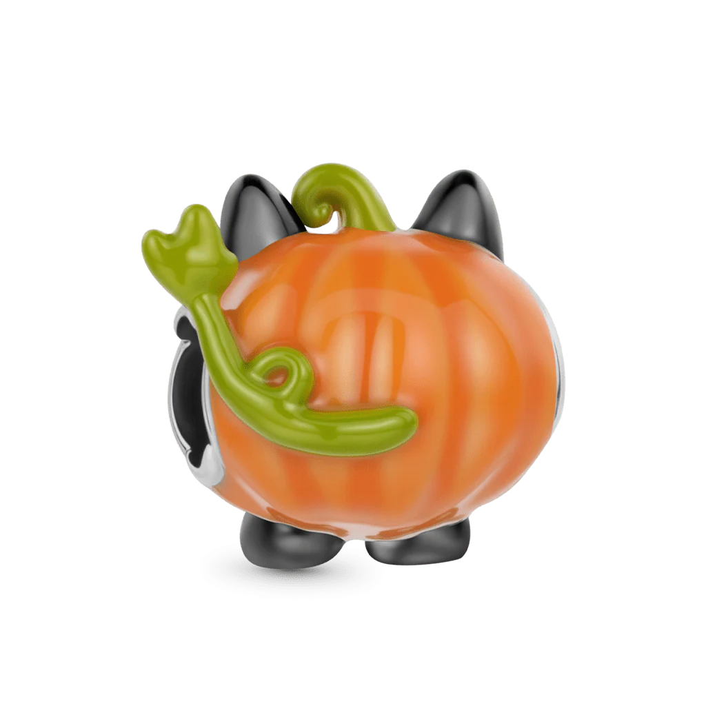 Gnoce Pumpkin Black Cat Charm Platinum-plated Silver Blend - Image 5
