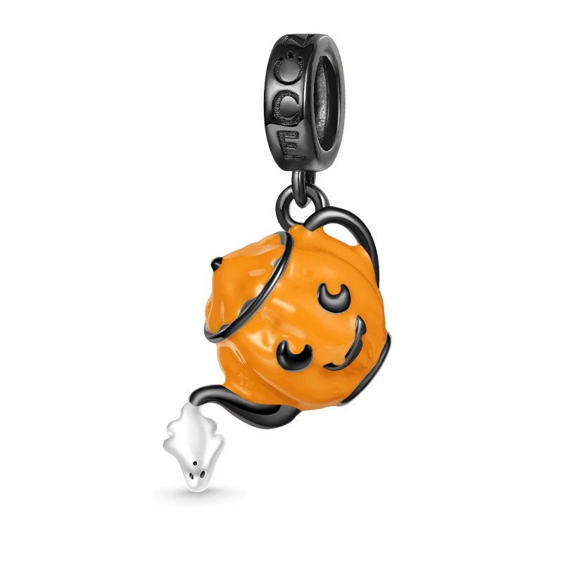 Gnoce Halloween Pumpkin Coffee Pot Charm Platinum-plated Silver Blend
