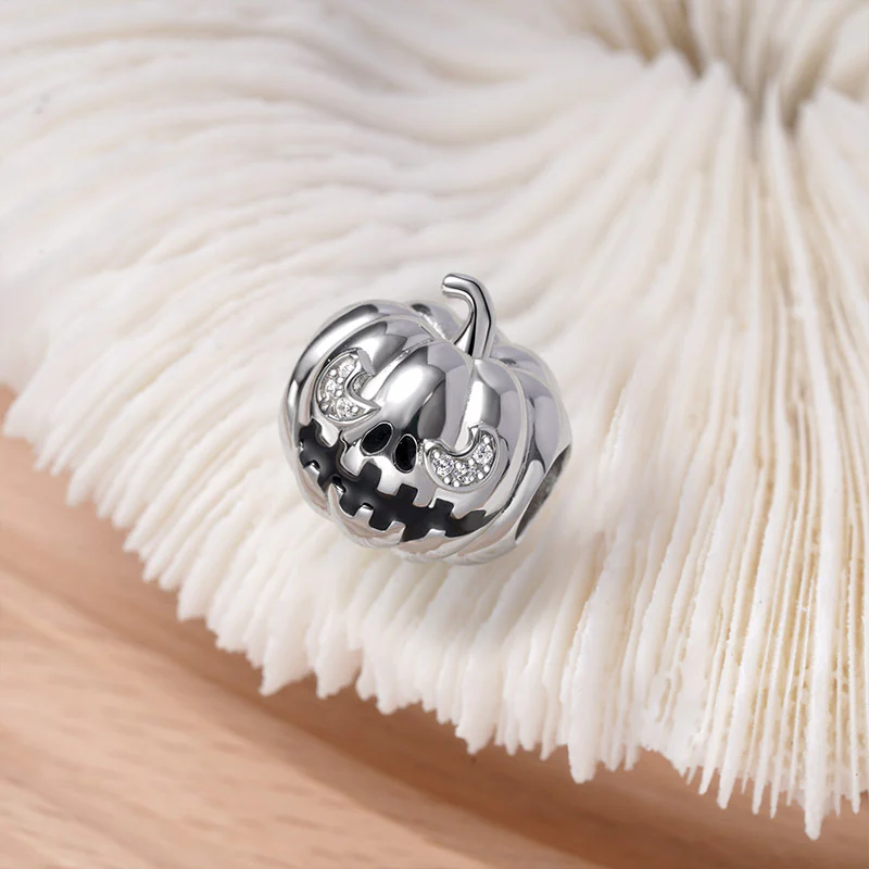 Pumpkin Monster Charm Bead Sterling Silver - Image 2
