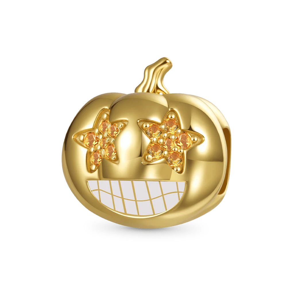 Gnoce Pumpkin Star Eyes Charm Platinum-plated Silver Blend