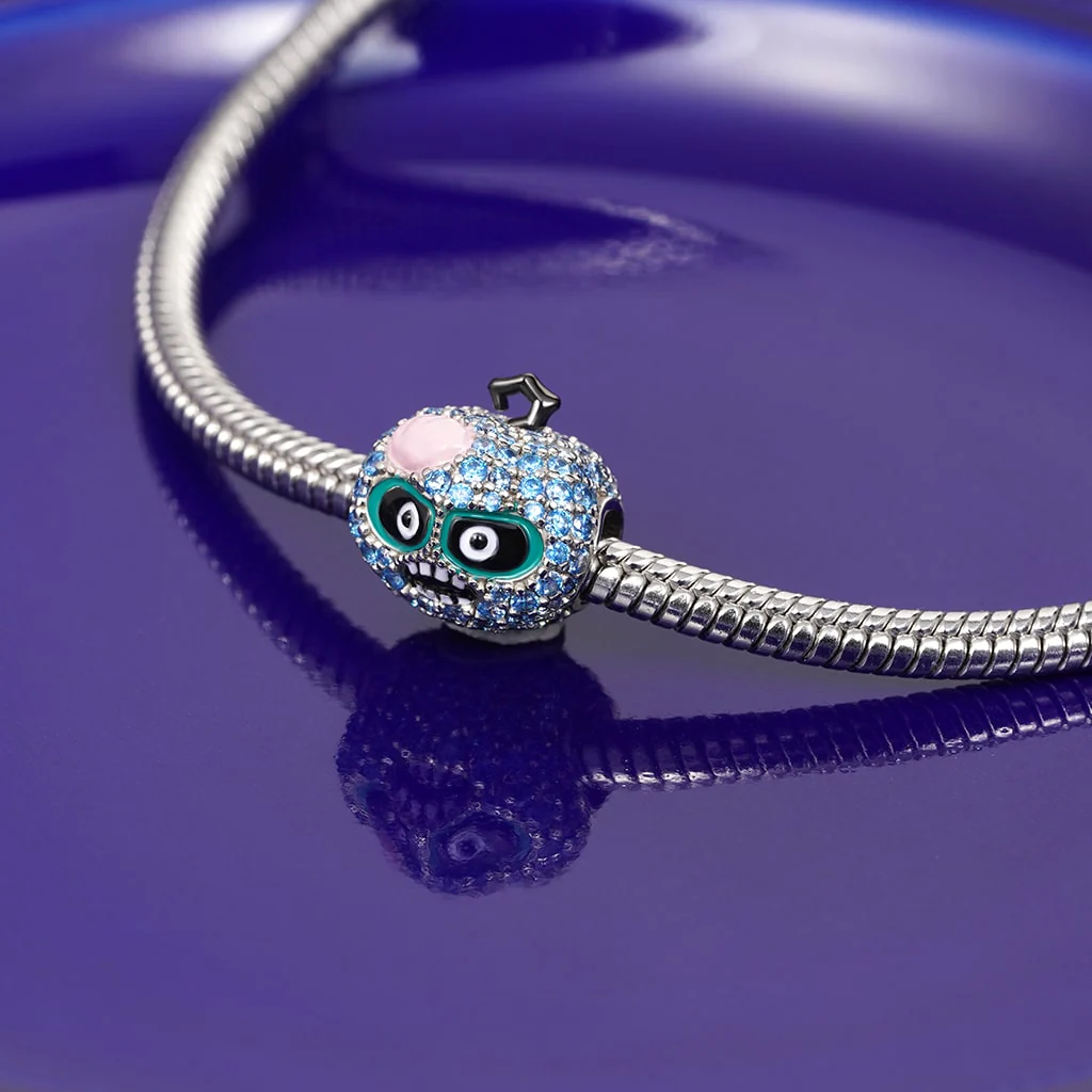 Gnoce Pave Diamond Pumpkin Zombie Charm Platinum-plated Silver Blend - Image 3