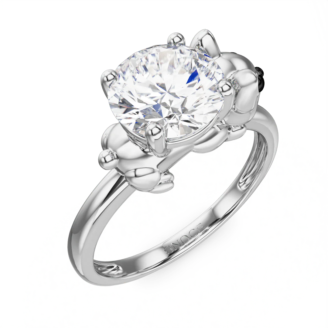 Gnoce Puppy Embraces Moissanite Ring Platinum-plated Silver Blend - Image 3