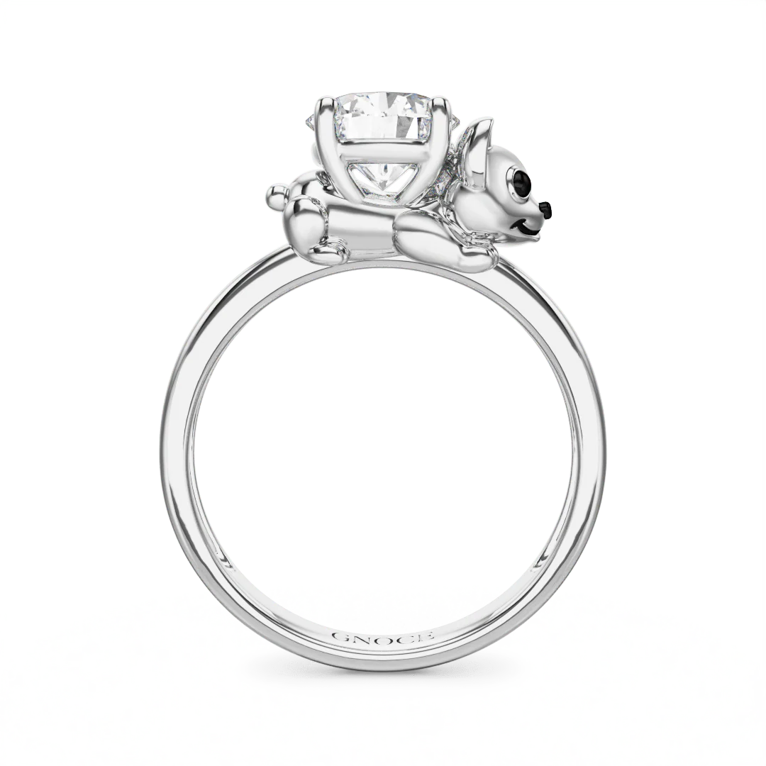 Gnoce Puppy Embraces Moissanite Ring Platinum-plated Silver Blend - Image 4