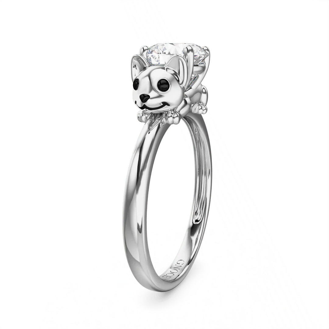 Gnoce Puppy Embraces Moissanite Ring Platinum-plated Silver Blend - Image 5