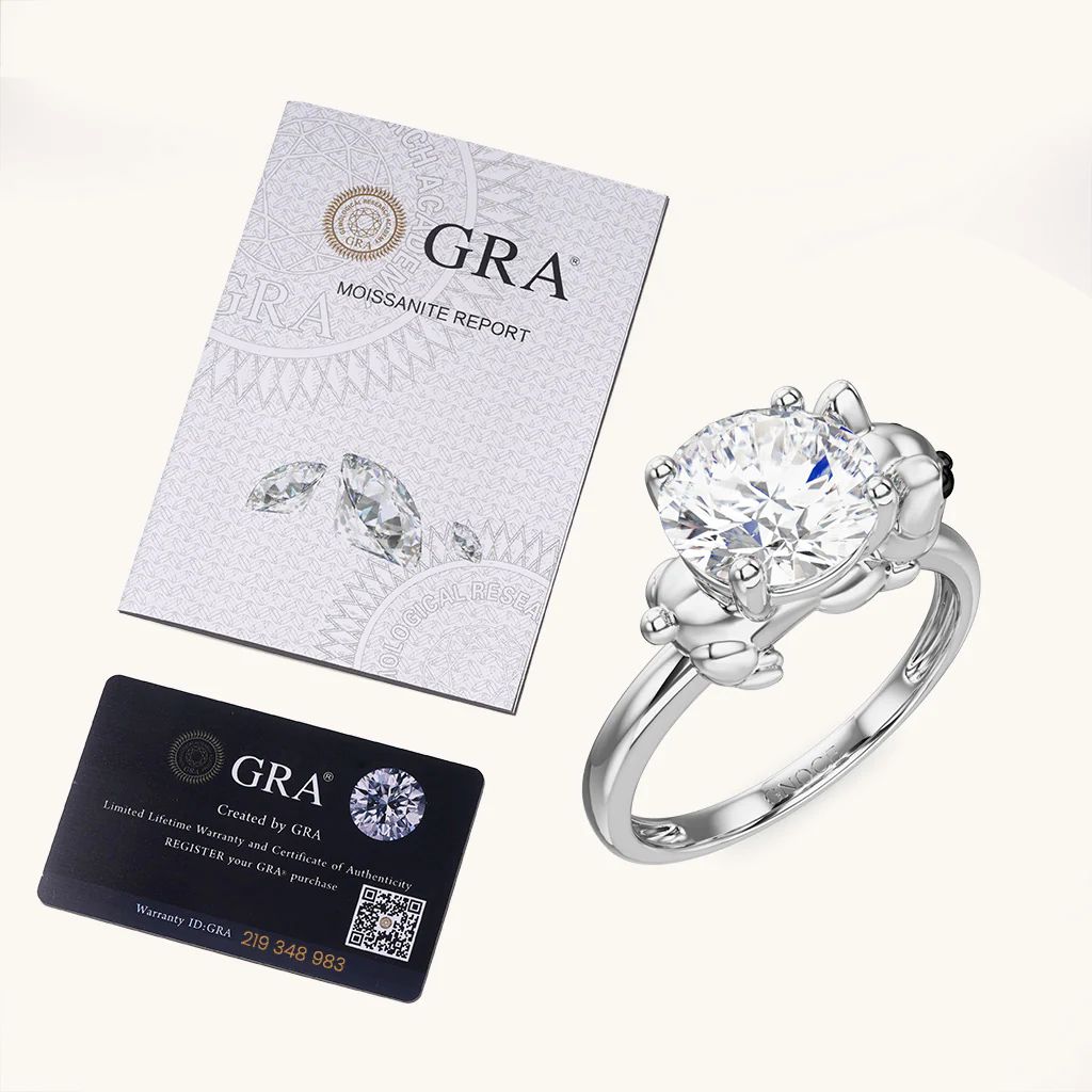 Gnoce Puppy Embraces Moissanite Ring Platinum-plated Silver Blend - Image 6