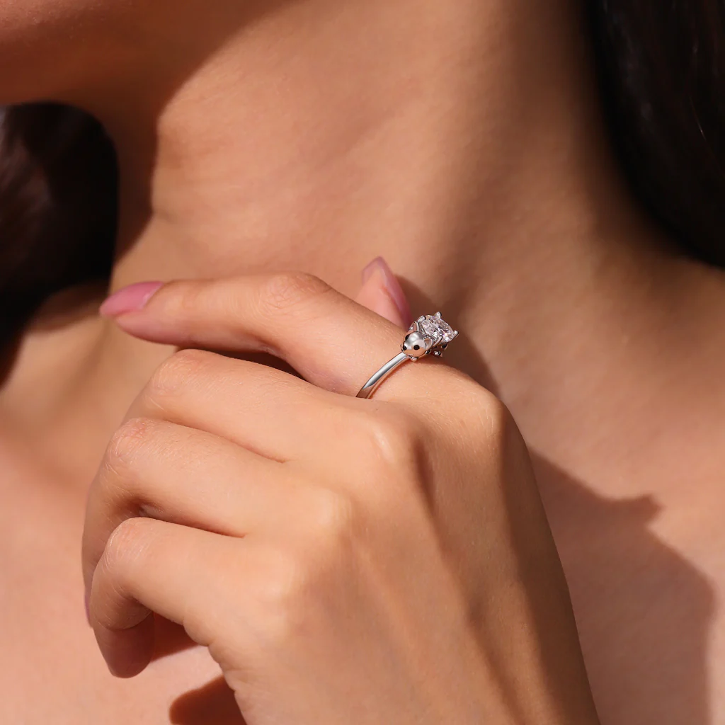 Gnoce Puppy Embraces Moissanite Ring Platinum-plated Silver Blend - Image 8