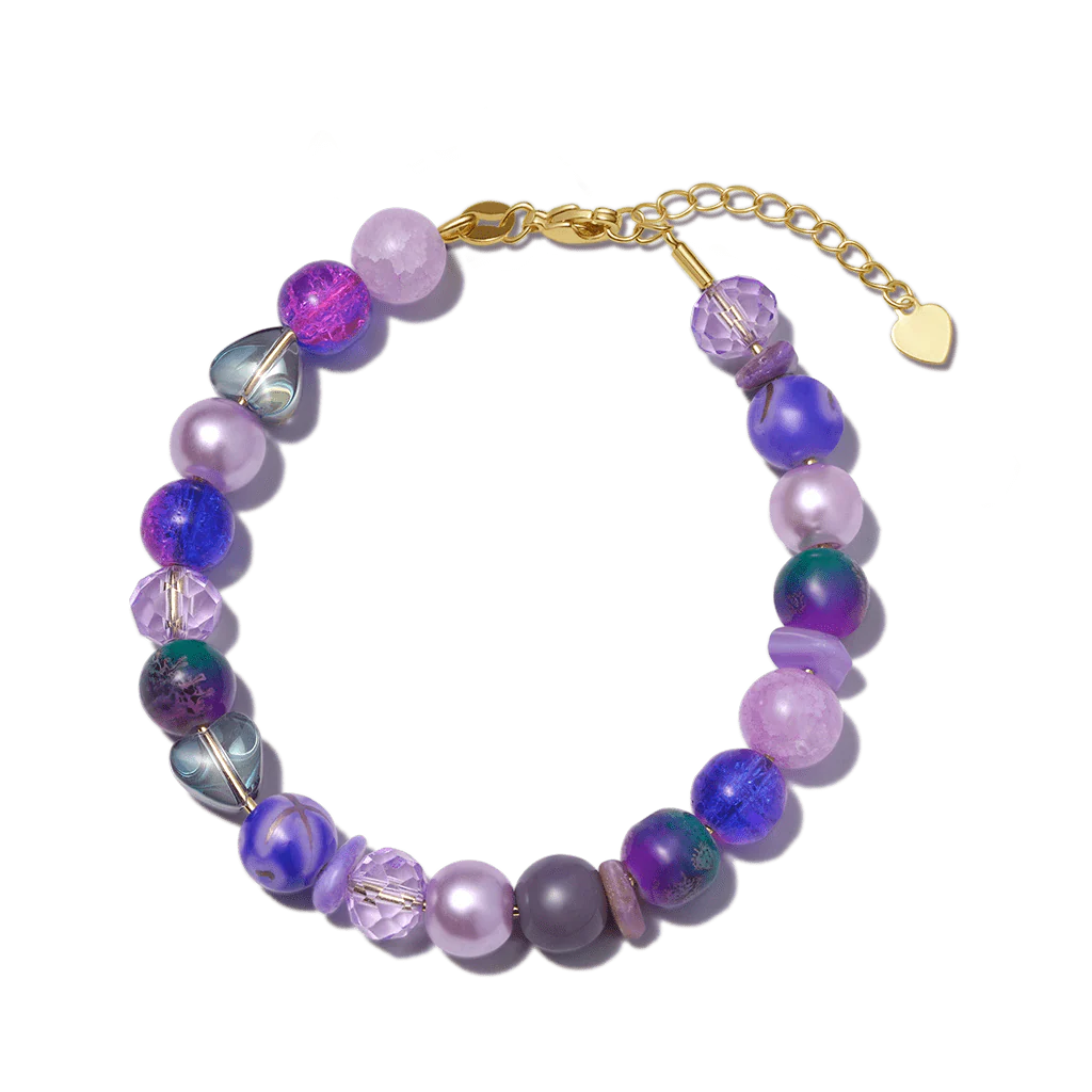Gnoce Crystal Purple Glass DIY Beaded Bracelet