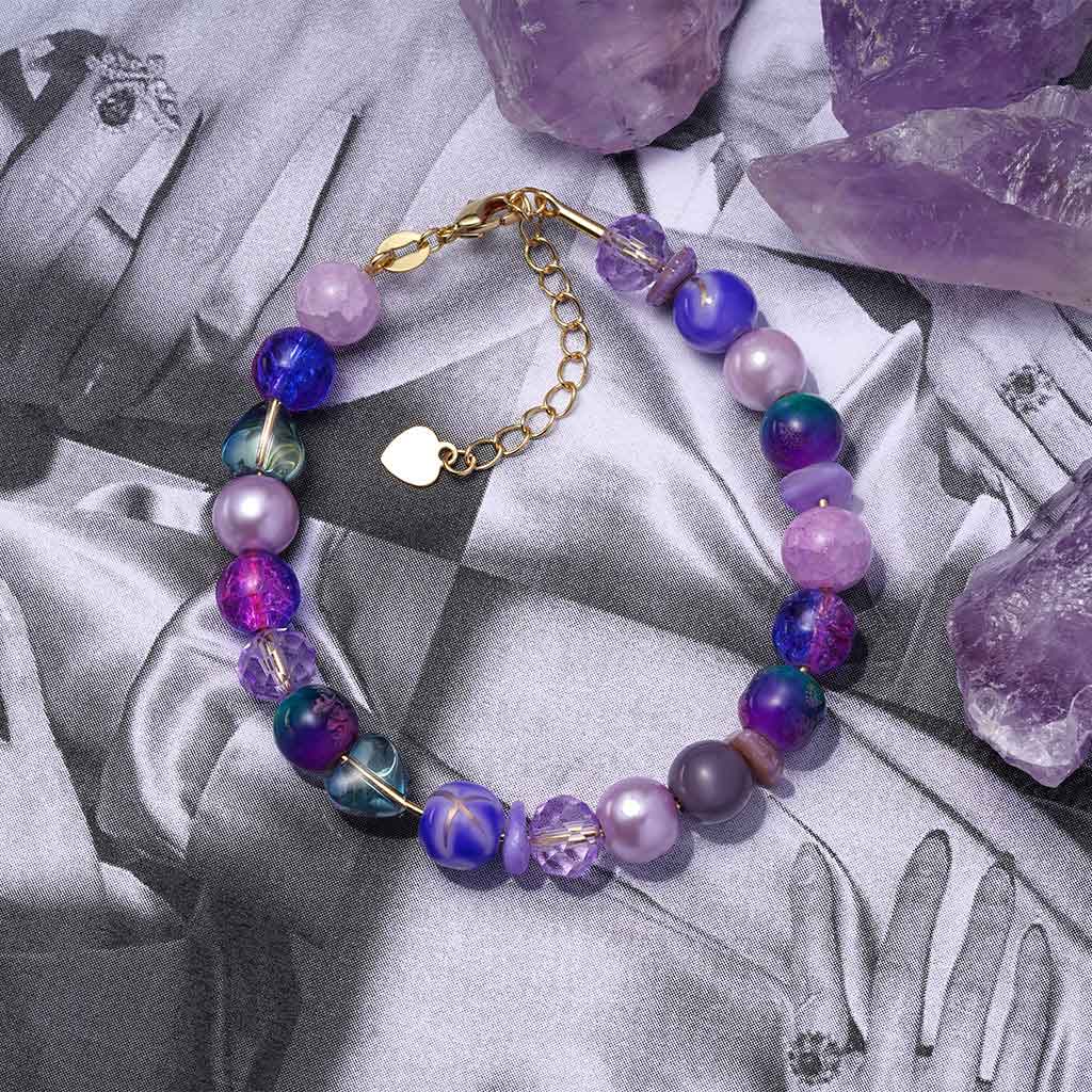 Gnoce Crystal Purple Glass DIY Beaded Bracelet - Image 4