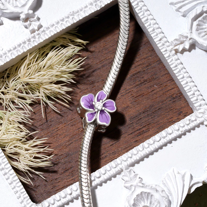 Gnoce Purple Flower Charm - Image 2