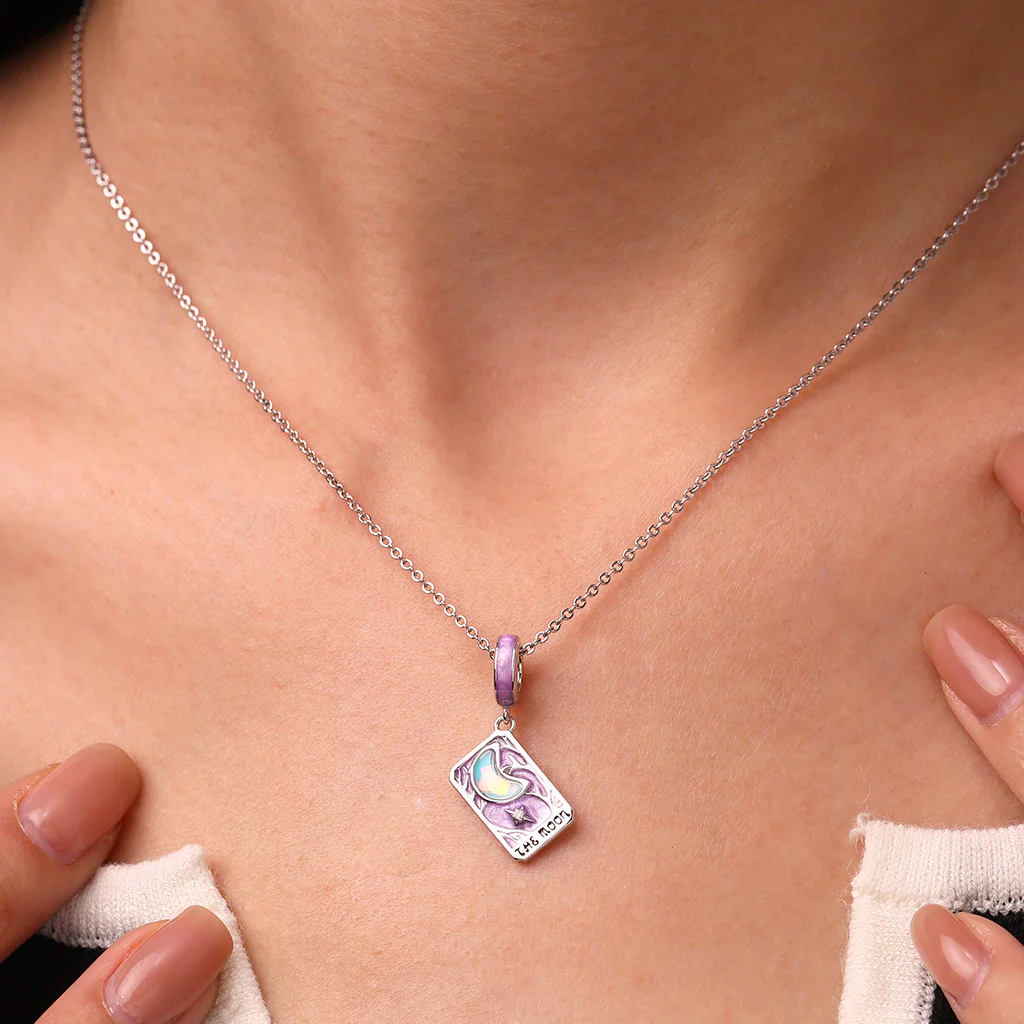 Gnoce Purple Moon Tarot Card Pendant Dangle Charm - Image 5