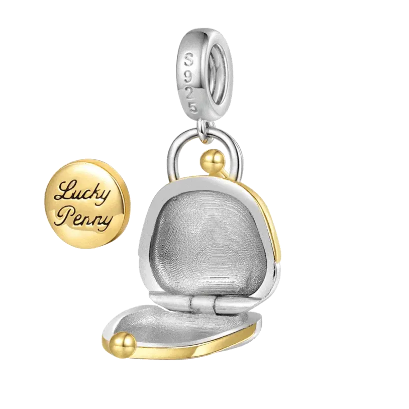 Gnoce Openable Purse & Lucky Penny Charm Platinum-plated Silver Blend