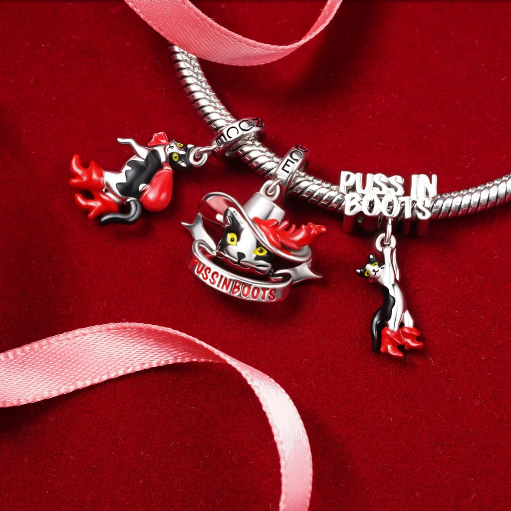 Gnoce Puss In Boots Red Bag Pendant Dangle Charm - Image 3