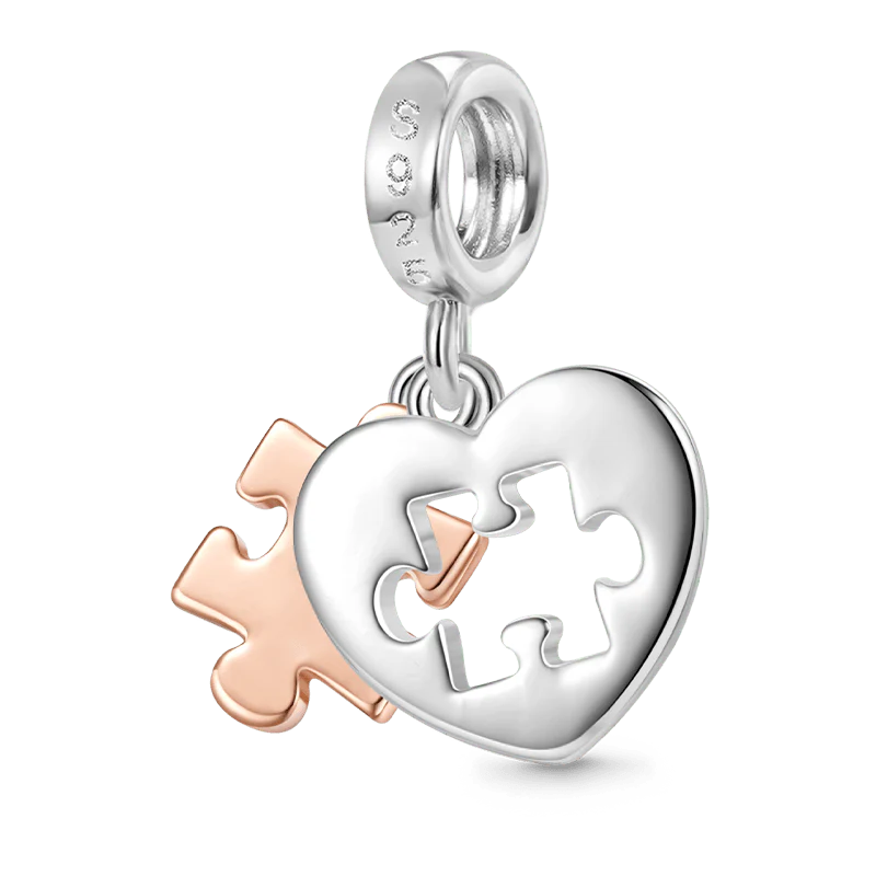 Gnoce Love Puzzle Engravable Charm Platinum-plated Silver Blend - Image 2