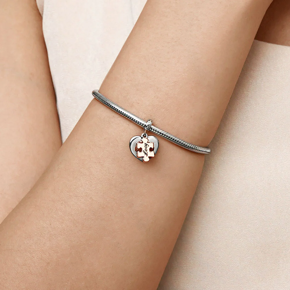 Gnoce Love Puzzle Engravable Charm Platinum-plated Silver Blend - Image 6