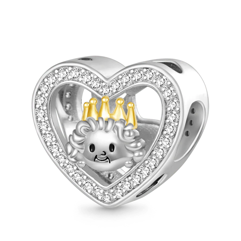 Gnoce Queen & Dog Open Heart Charm Platinum-plated Silver Blend
