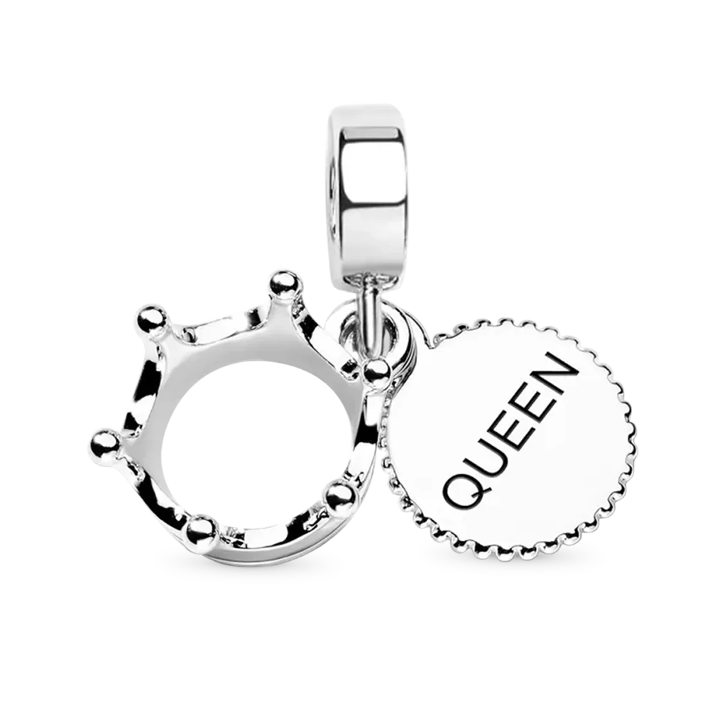 Gnoce Three Tone Queen & Regal Crown Pendant Dangle Charm