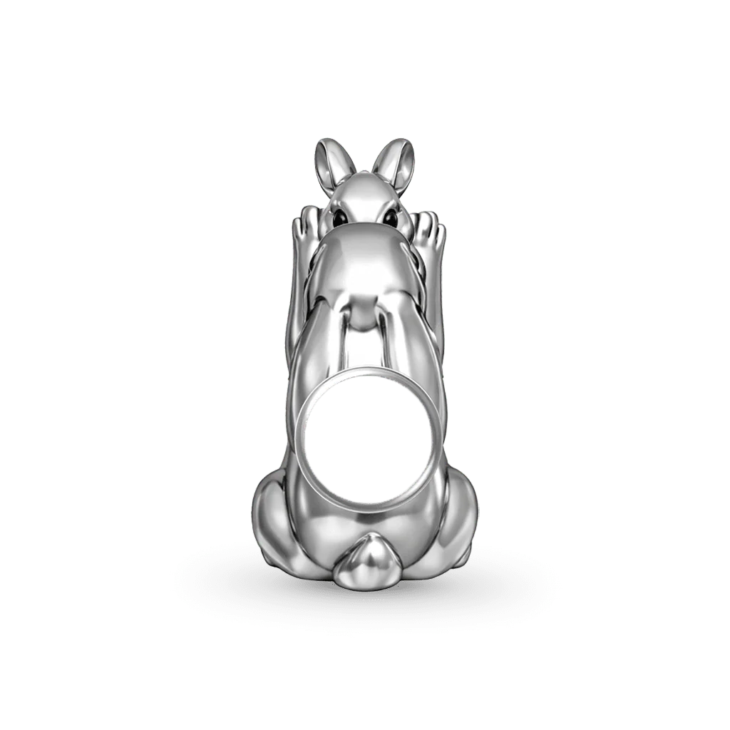 Gnoce Rabbit Mother & Baby Birthstone Charm Platinum-plated Silver Blend - Image 5