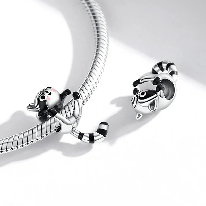 Raccoon Procyon Lotor Charm Bead Sterling Silver - Image 2