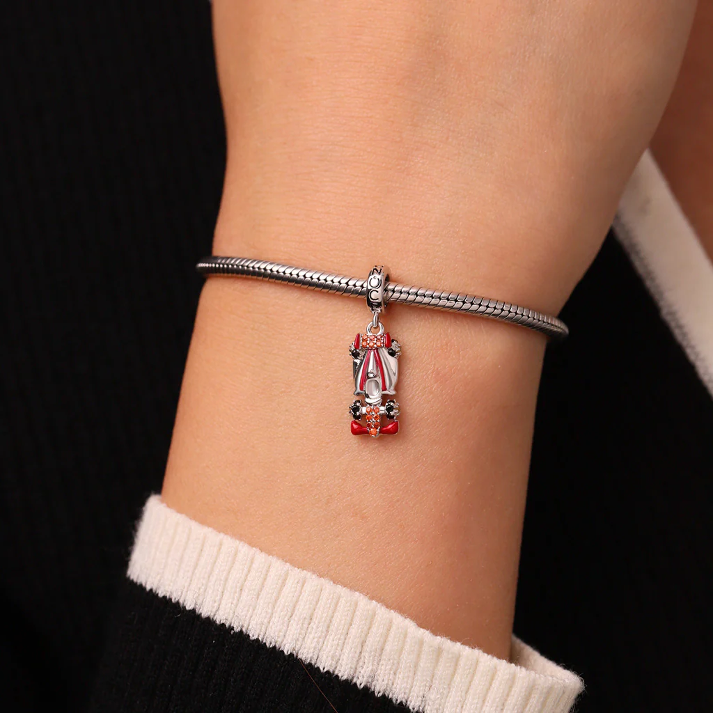 Gnoce Engravable Race Car Charm Platinum-plated Silver Blend - Image 6
