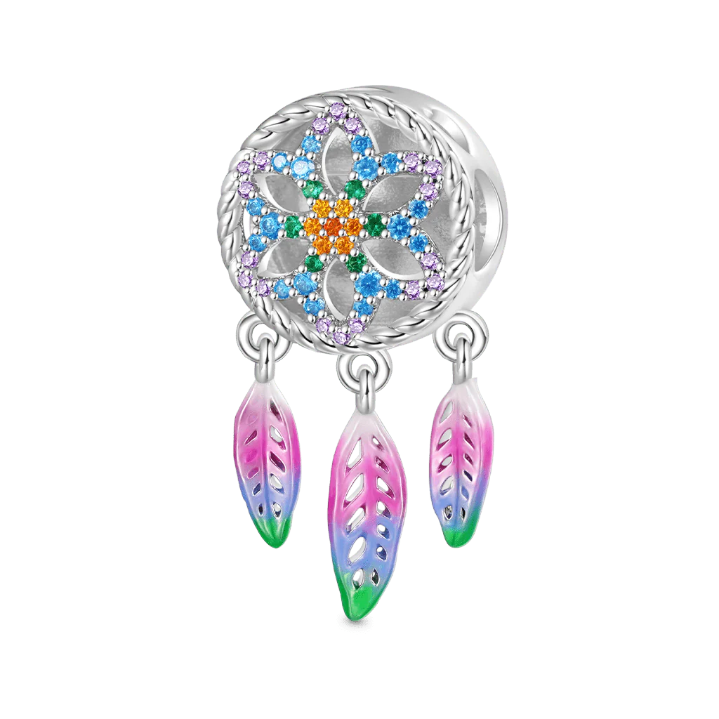 Gnoce Rainbow Dream Catcher Personalized Photo Charm Platinum-plated Silver Blend - Image 2