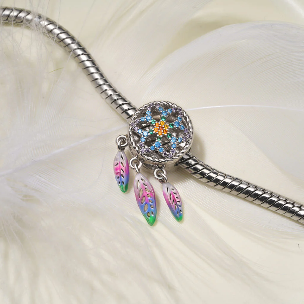 Gnoce Rainbow Dream Catcher Personalized Photo Charm Platinum-plated Silver Blend - Image 4