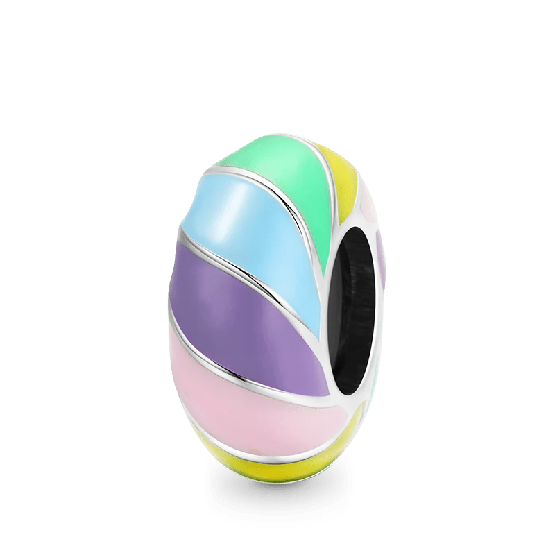 Rainbow Stopper for Charm Bracelets 925 Sterling Silver with Colorful Enamels