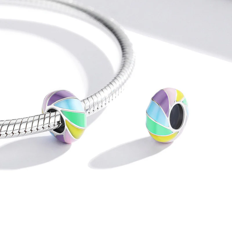 Rainbow Stopper for Charm Bracelets 925 Sterling Silver with Colorful Enamels - Image 2