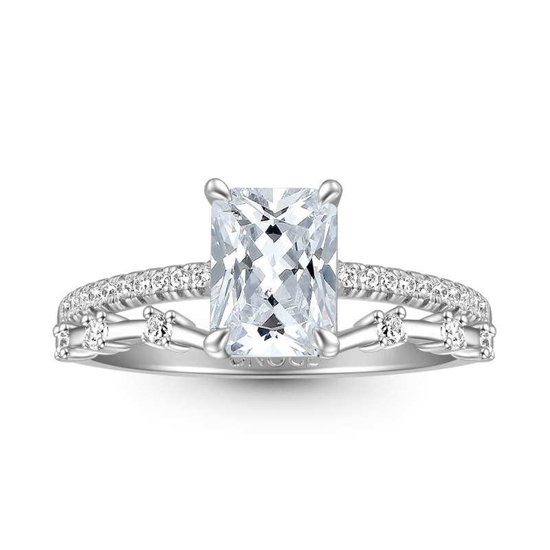 Gnoce Elegant Rectangle-cut Promise Ring Platinum-plated Silver Blend