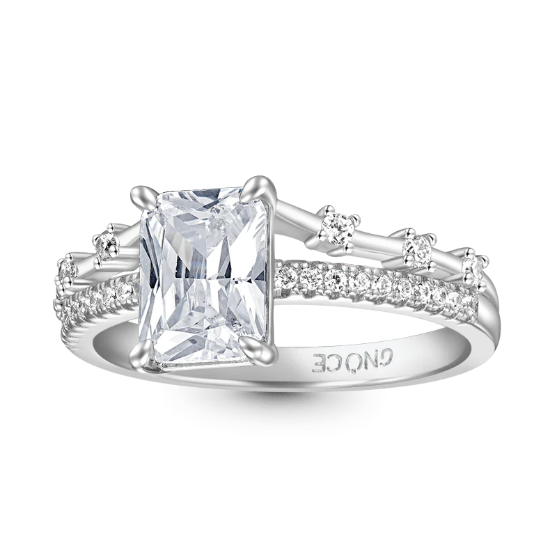Gnoce Elegant Rectangle-cut Promise Ring Platinum-plated Silver Blend - Image 2