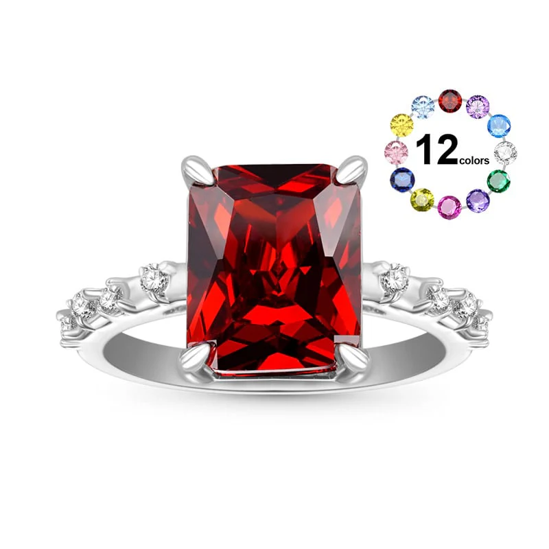 Gnoce Rectangular-Cut Birthstone Ring