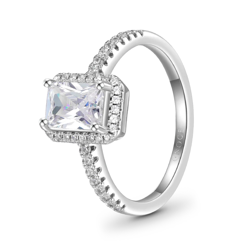 Gnoce Rectangular-cut Promise Ring Platinum-plated Silver Blend - Image 2