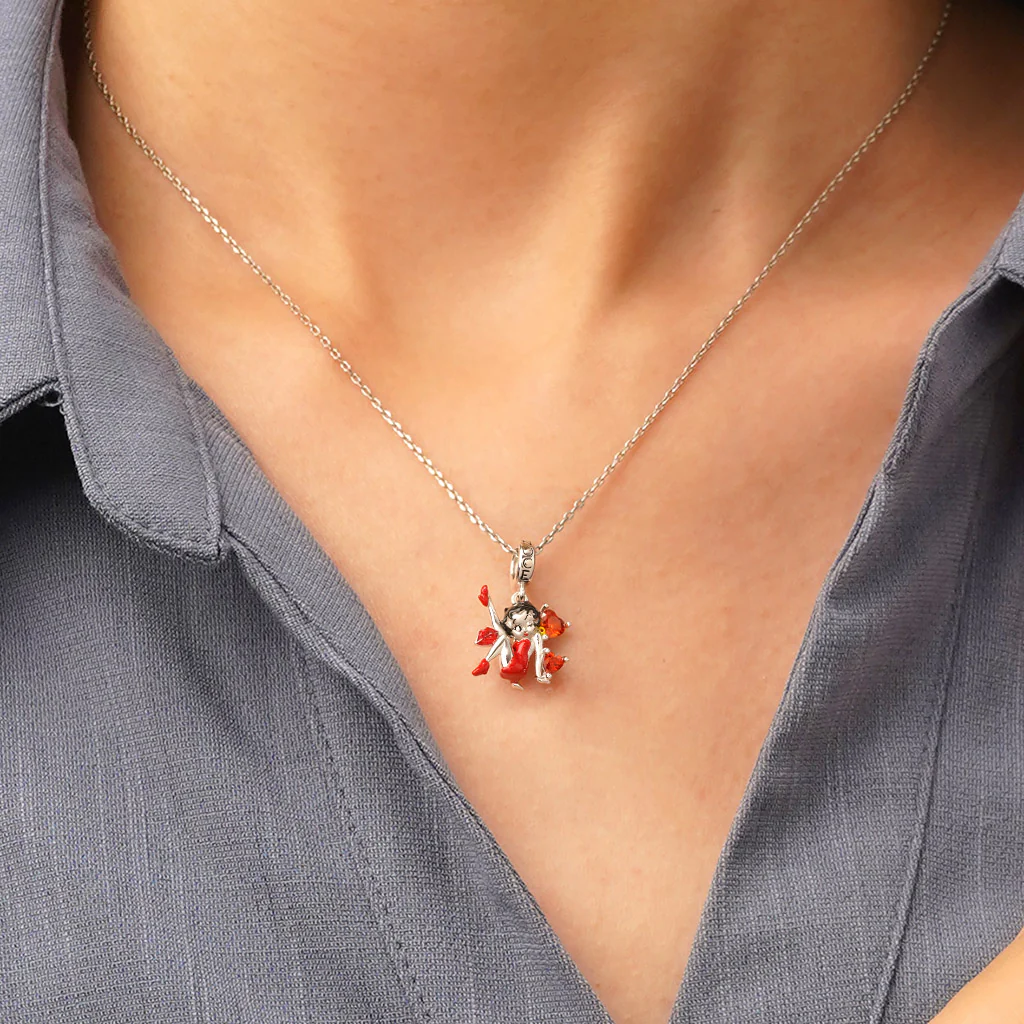Gnoce Bold Red Dress Betty Boop Pendant Dangle Charm - Image 5