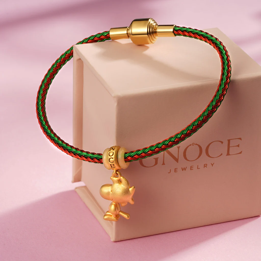 Gnoce Red & Green Cylindrical Snap Basic Bracelet with 2 Pieces of Stoppers - Image 3