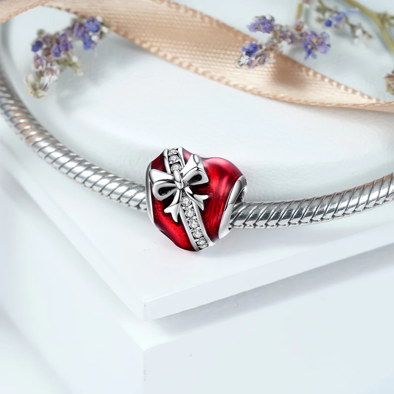 Red Heart Gift Charm Bead 925 Sterling Silver with Enamels - Image 2