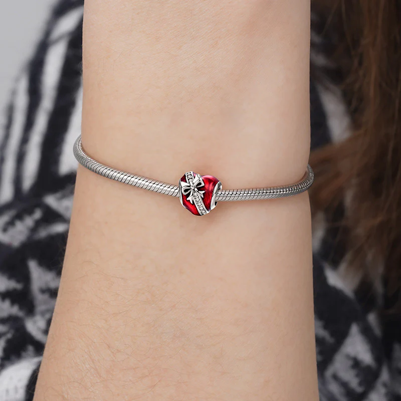 Red Heart Gift Charm Bead 925 Sterling Silver with Enamels - Image 3