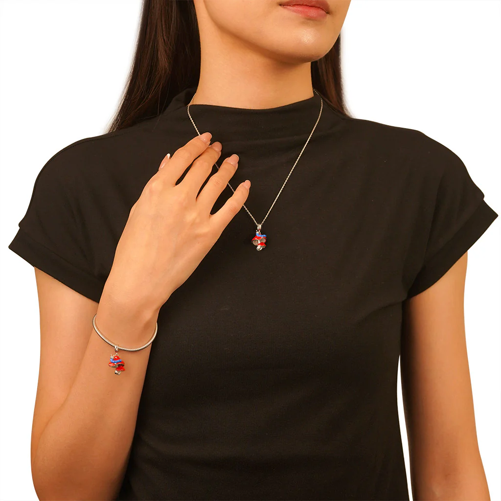 Gnoce Red Mushroom Caterpillar Pendant Dangle Charm - Image 4
