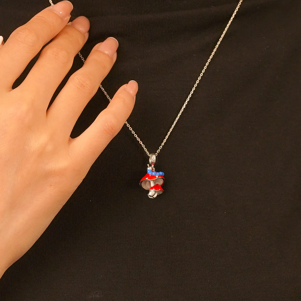 Gnoce Red Mushroom Caterpillar Pendant Dangle Charm - Image 5