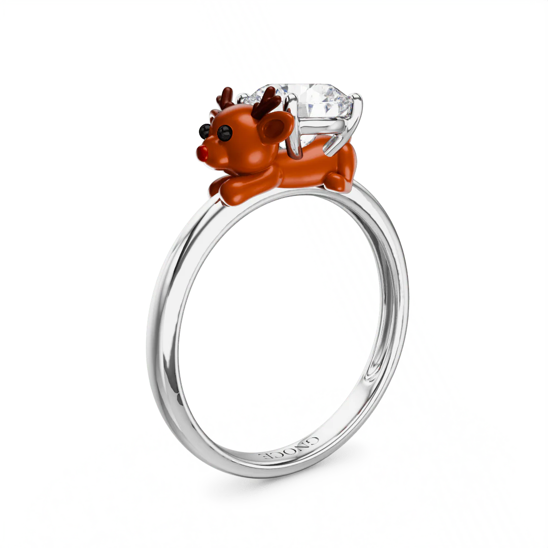 Gnoce Reindeer Embraces Moissanite Ring Platinum-plated Silver Blend