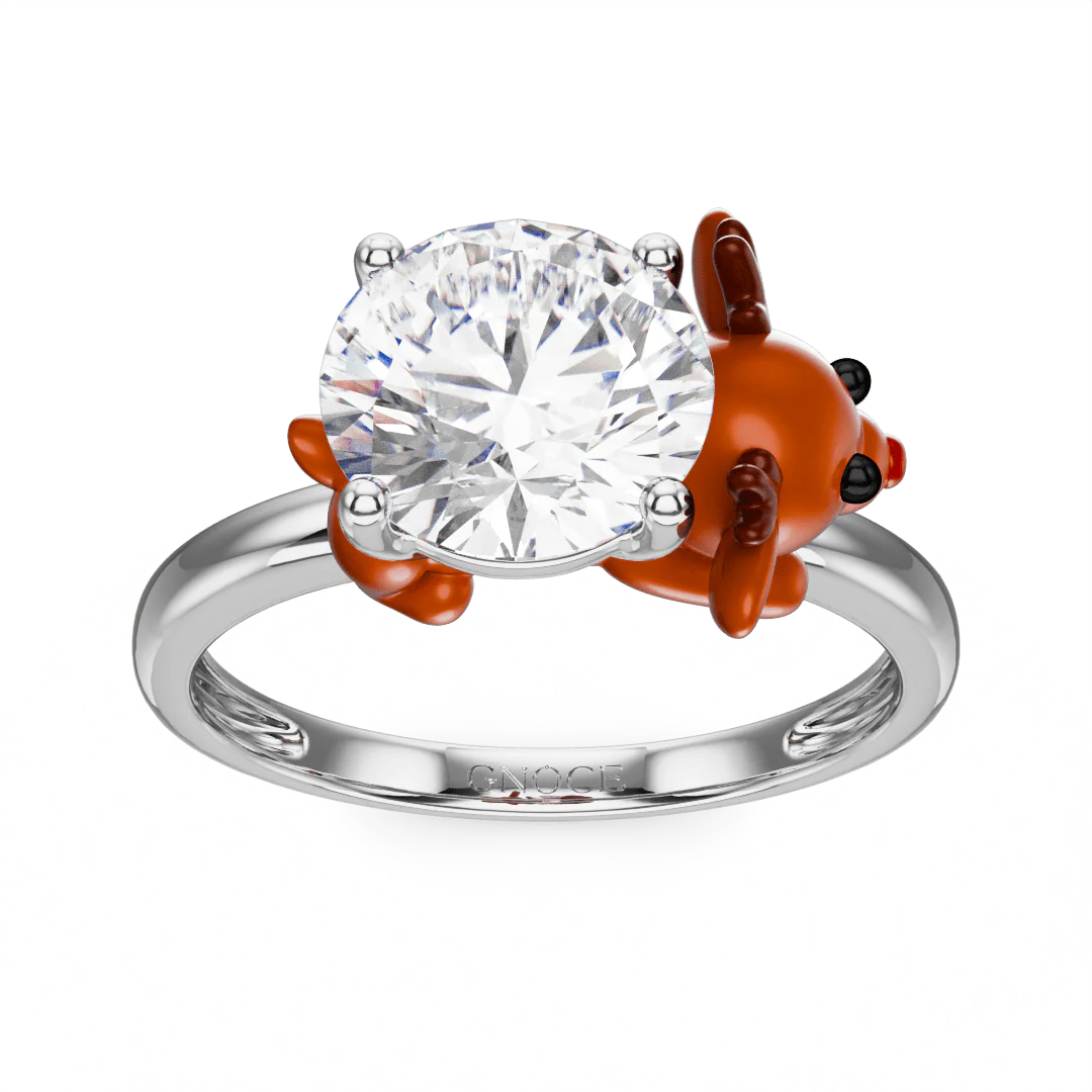 Gnoce Reindeer Embraces Moissanite Ring Platinum-plated Silver Blend - Image 2