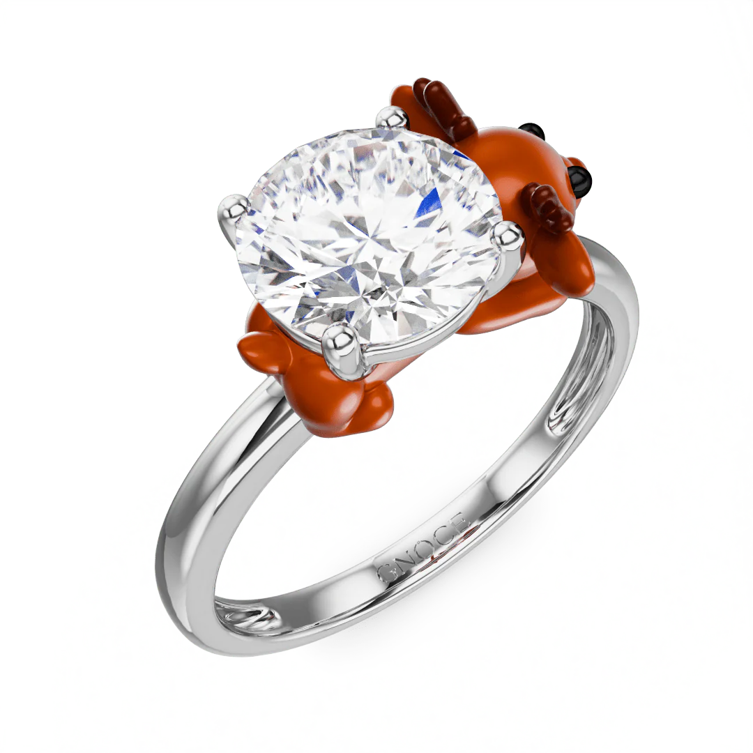Gnoce Reindeer Embraces Moissanite Ring Platinum-plated Silver Blend - Image 3