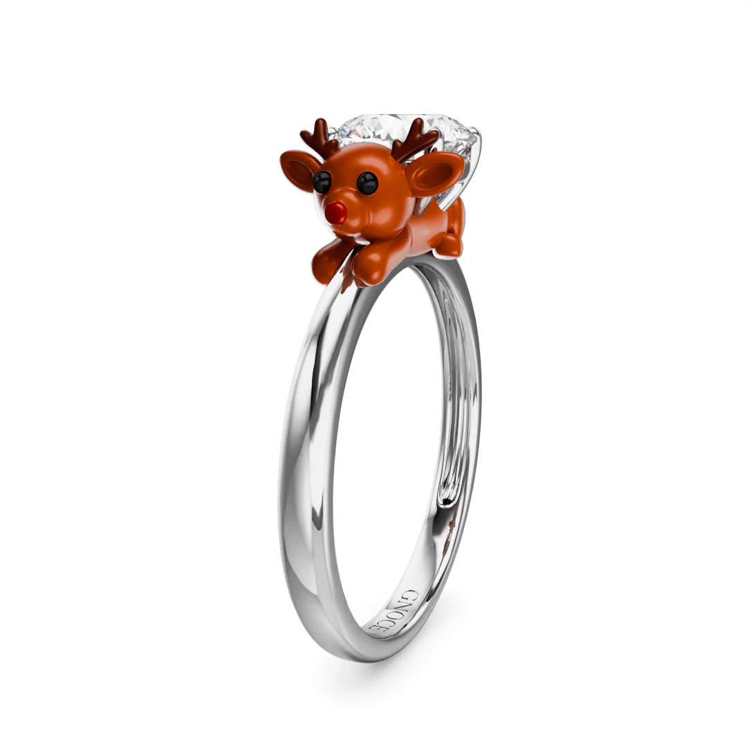 Gnoce Reindeer Embraces Moissanite Ring Platinum-plated Silver Blend - Image 4