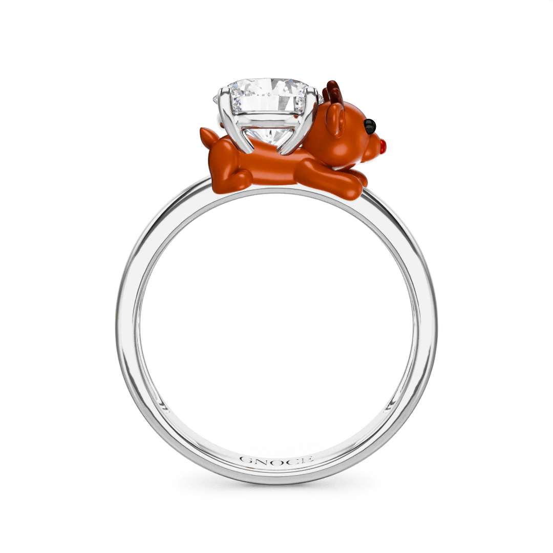 Gnoce Reindeer Embraces Moissanite Ring Platinum-plated Silver Blend - Image 5