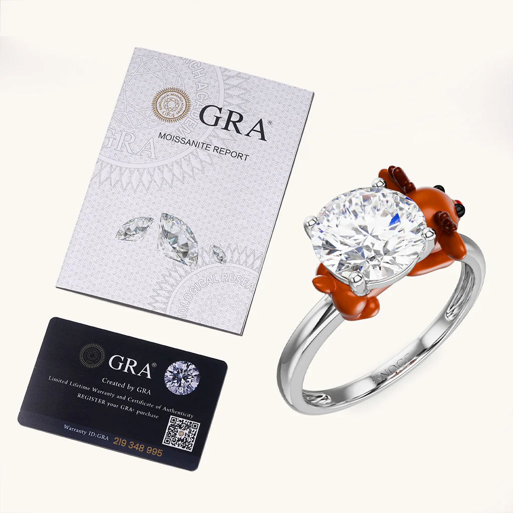 Gnoce Reindeer Embraces Moissanite Ring Platinum-plated Silver Blend - Image 6