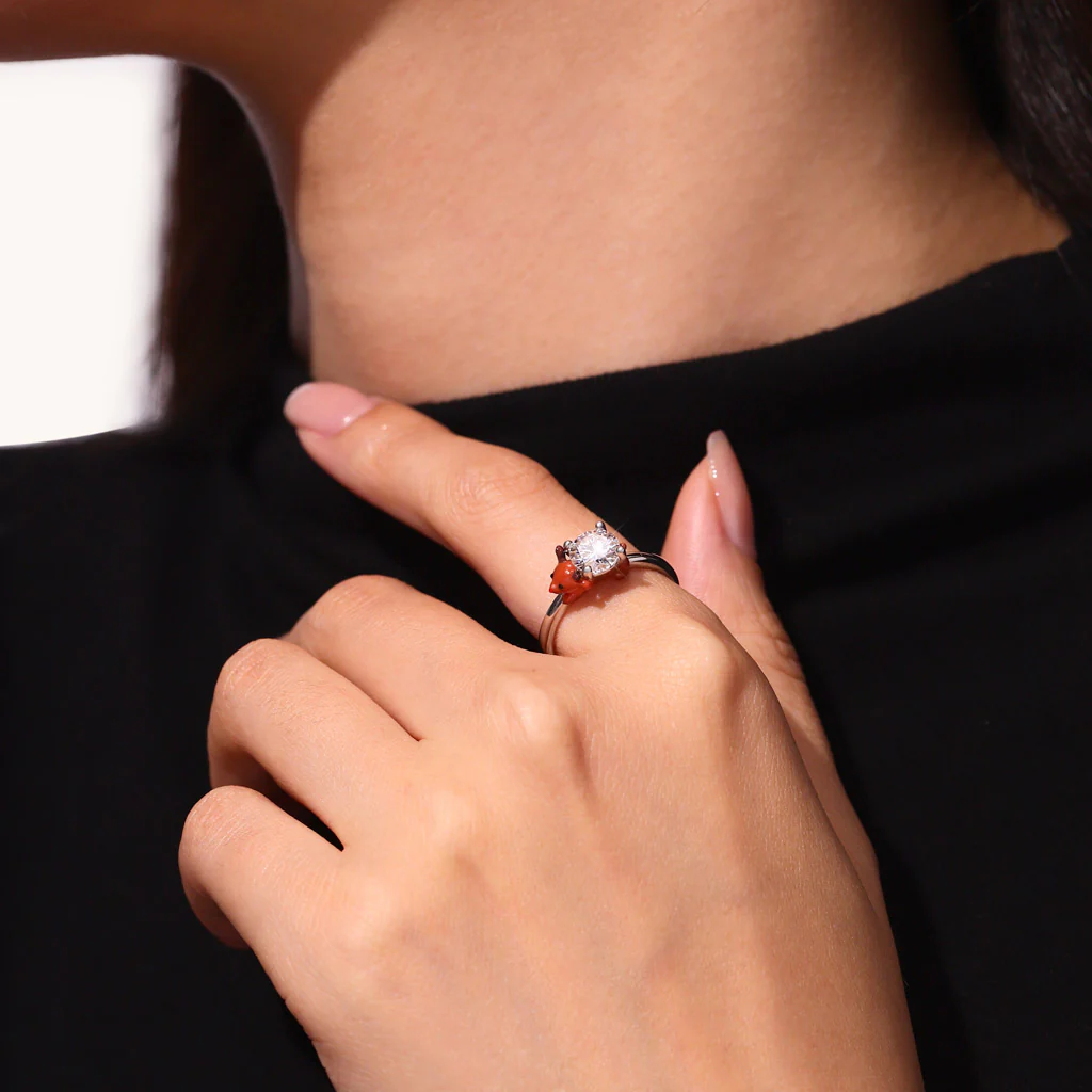 Gnoce Reindeer Embraces Moissanite Ring Platinum-plated Silver Blend - Image 8